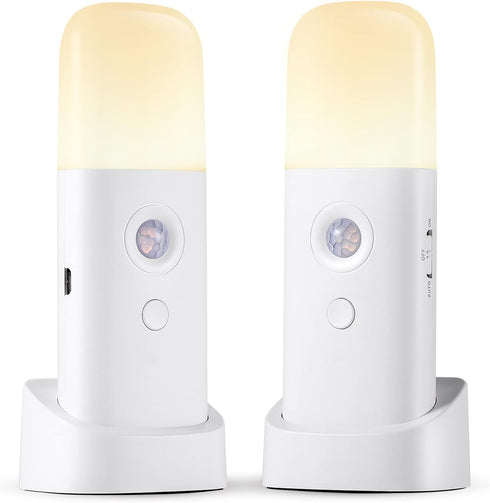 CREWEEL Rechargeable Motion Sensor Night Light, Battery Operated nightlights, Dimmable Motion Sensor