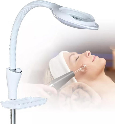 RustyVioum 16x Magnifying Lamp LED Magnifier Light Diopter LED Magnifying Floor Stand Lamp Adjustable Arm and Rolling