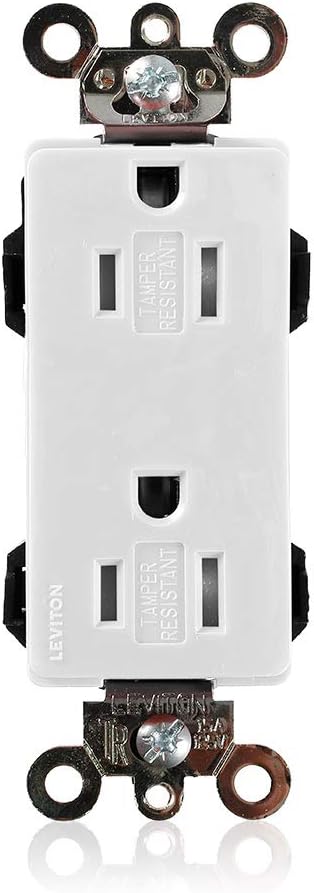Leviton Lev-Lok 15-Amp, 125-Volt, Modular Wiring Device Receptacle, Decora Plus, Tamper Resistant,