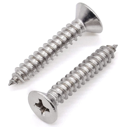 Glvaner #14 x 1-1/4 inch Flat Head Wood Screws, 50 pcs 304 Stainless Steel Self Tapping Screw