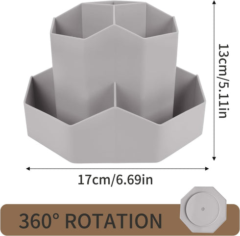 INSTOME Desktop Organizer with 360° Rotating Pen Holder, 9 Compartments, Makeup Brush Holders - Multifunctional Office