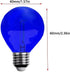 JuzizjMEFOD 15 Pack G40 Bulbs 1W Bulbs E12 Bulbs Plastic LED Replacement Light Shatterproof Blue Color Filament Globe