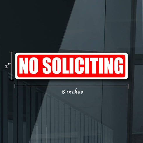 No Soliciting Sign, Two Pack Stickers for Door or Window, Small Vinyl Decal Signs for Home Office Business