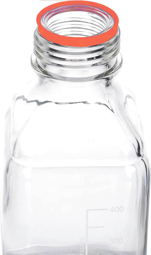 Lab Media Storage Square Bottles with GL45 Screw Cap, Leakproof for Scientific Use, Pack of 8 (500ml)