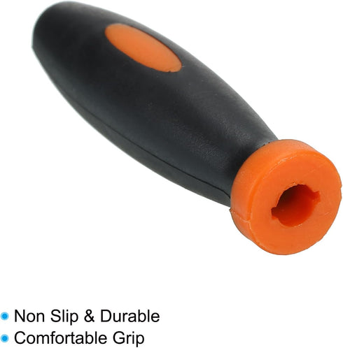 PATIKIL 10 Pack 2.4 Inch Rubber File Handle, Replacement Accessories for 0.2" Diameter Round Handle File, Orange Black