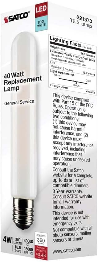 Satco 23173-4T6.5/LED/FR/940/120V/E17 Tubular Exit Light Bulb
