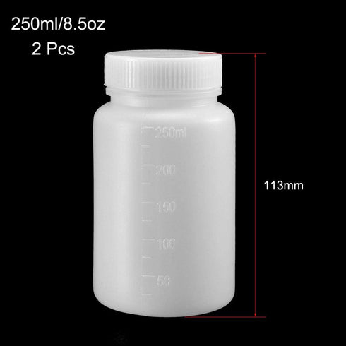 uxcell Plastic Lab Chemical Reagent Bottle 250ml/8.5oz Wide Mouth Sample Sealing Liquid Storage Container 2pcs by uxcell