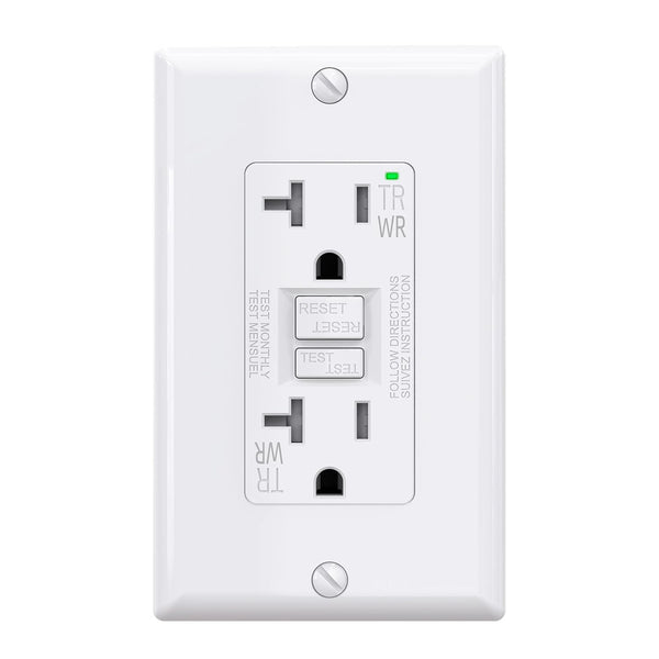 AIDA GFCI Outlet 20 Amp, Self-Test Electrical Outlet, Weather Resistant Receptacle with LED Indicator, UL Listed