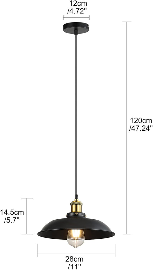 2 Pack Newrays Black Farmhouse Pendant Light, Industrial Ceiling Lights Fixture for Kitchen Island Dining Room