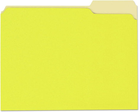 Universal UNV10504 Deluxe Colored Top 1/3-Cut Tabs File Folders - Yellow/Light Yellow (100/Box)