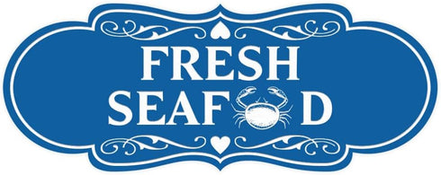 Designer Fresh Seafood Sign (Blue) - Large