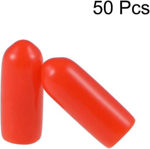 uxcell 50pcs Rubber End Caps - 4.5mm ID Vinyl Round Tube Bolt Cap Cover Screw Thread Protectors (Red)