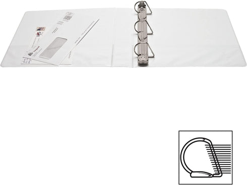 Business Source 28441 D-Ring Binder, White, 1-1/2-Inch Capacity, with Pockets