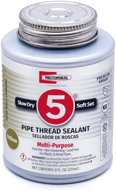 Rectorseal 25551 8-Ounce No. 5 Pipe Thread Sealant, Yellow