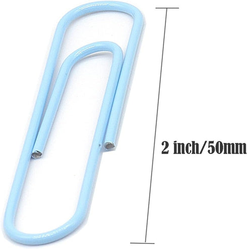 Large Paper Clips, Jumbo, 50mm, 2 inches, Smooth, 100 Pcs/Box (Light Blue)