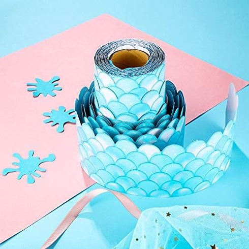 Outus 65.6 Feet Turquoise Scallops Borders, Ocean Wave Decorative Trim for Home School Classroom Decorations, 3 Inches