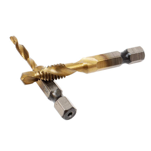 AUTOTOOLHOME 6 Pack Titanium Combination Drill Tap Bit Set, Screw Tapping SAE Sizes