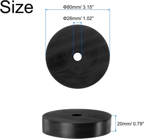 uxcell 4pcs Rubber Spacers 80mm OD x 12mm ID x 20mm Height Round Anti Vibration Spacer Rubber Bushing Grommets Thick Rubber Washers for Home Car Accessories