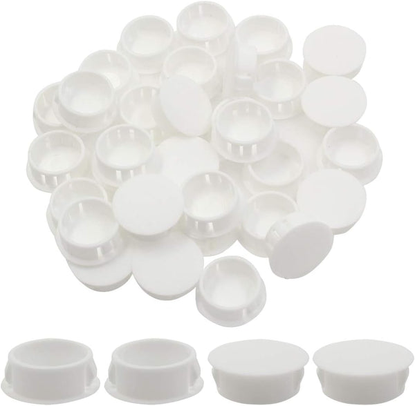 Zorfeter 30 Pcs White Hole Plugs - 25mm (1 inch) Flush Type Plastic Plugs for Furniture and Fencing