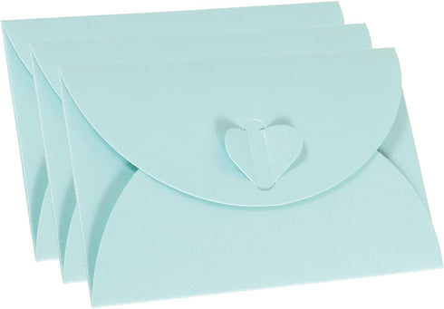 PATIKIL 36 Pack Gift Card Envelopes, Heart Shaped Clasp Mini Envelope for Birthdays Weddings, Light Blue