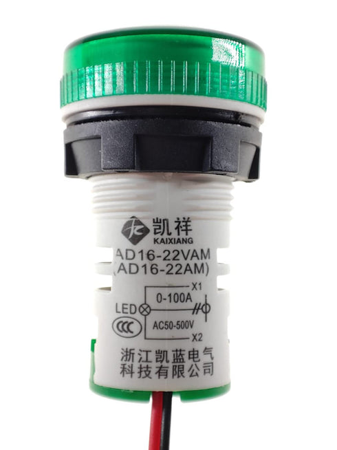 3pcs AC Current and Voltage Indicator with Two-Digit Display, 22mm Round Head LED Measuring Instrument