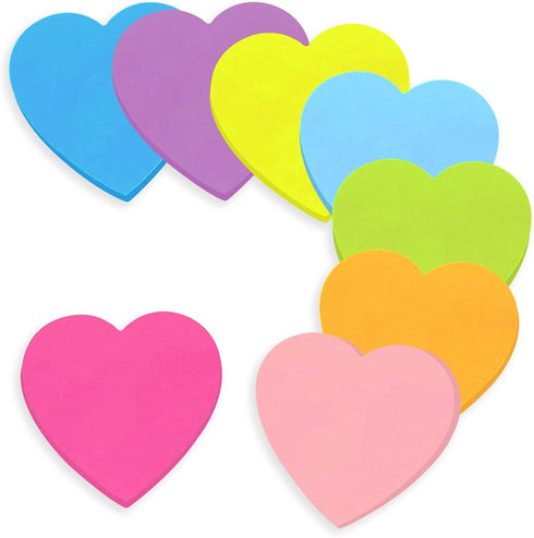 Sticky Notes, 560 Sheets 3 × 3 Inches Heart Shaped Self-Sticky Notes Pad in Bright Colors for Home Office Notebook