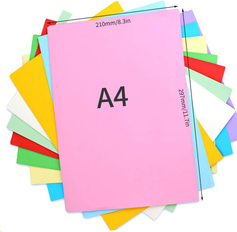 A4 100 70 210 297 mm 8.3 11.7 Inches (10 Color Copy Paper - Sheets - GSM - x or x - Multi Color Media for Printing