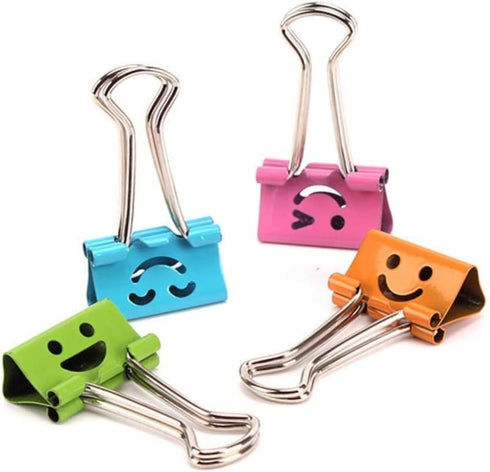 NUOBESTY 40pcs Black Smiling Binder Clips, Paper File Clips for Folders, Mini Binder Clips