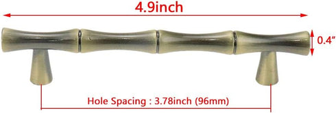 5PCS Drawer Handle 3.8-inch Hole Centers Bamboo Imitation Bronze Cabinet Pulls Furniture Hardware by Bitray
