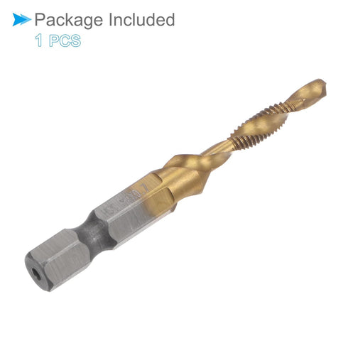 Combination Drill and Tap Bit M4 x 0.7 Thread Size 1/4" Hex Shank Titanium Coated Tools