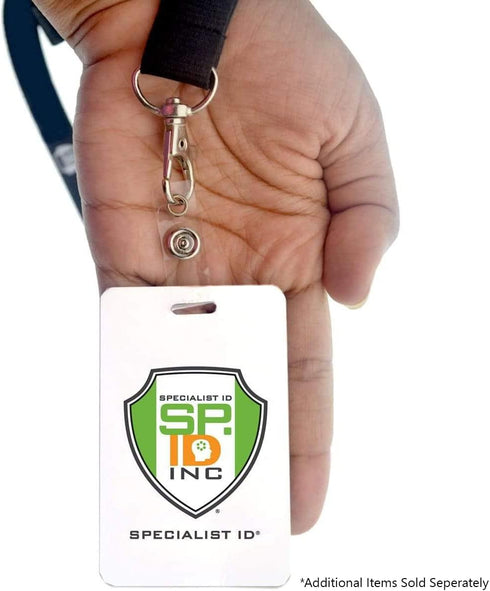 Bulk 25 Pack Clear Vinyl Plastic ID Badge Holder Strap with Snap & Eyelet Hole for Badges
