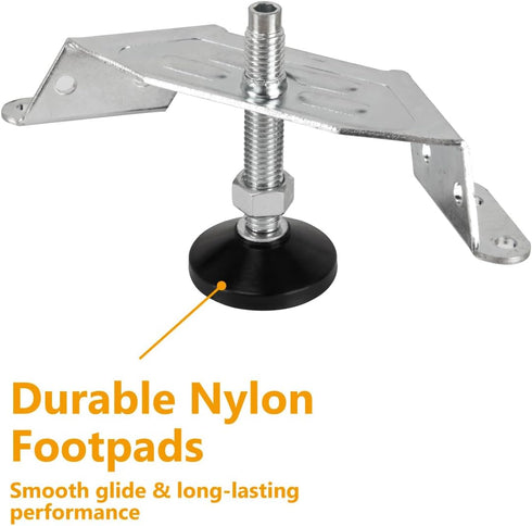 4PK, (71157E) POWERTEC Corner Leveling Feet Heavy Duty Adjustable Corner Bracket Levelers with Nylon Foot for Cabinets