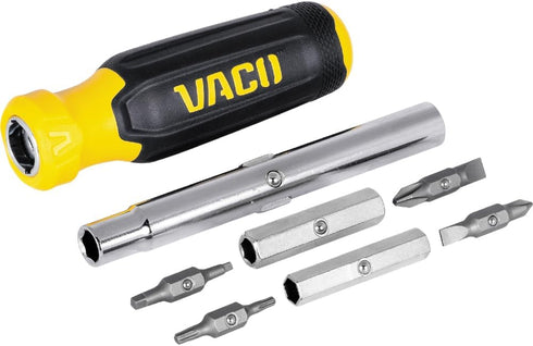 VACO VAC1110 11-in-1 Multi-Bit Screwdriver Set, 8 Phillips, Slotted, Square, Torx Screwdriver Tips and 3 Nut Driver Sizes, Comfort Grip Handle by Klein Tools