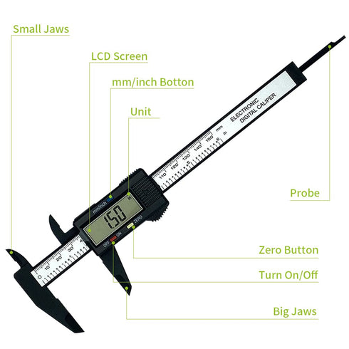 0-6 Inches Digital Caliper with Large LCD Screen, Auto-Off Feature, Perfect for Household/DIY Measurement