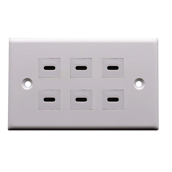 USB C Charger Wall Outlet Plate, LOKEKE 6 Ports USB Type C Power Wall Outlet Plug Plate, White