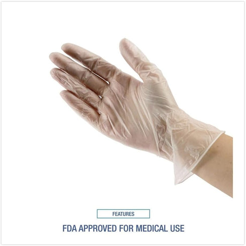 361SBX 3 3/5 100/Box Boardwalk Exam Vinyl Gloves, Powder/Latex-Free, mil, Clear, Small