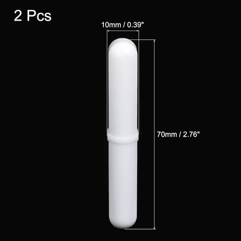 MECCANIXITY Magnetic Stirrer Mixer Stir Bar Rod 70mm(2.76") with Ring Shape PTFE Coating Magnet White for Laboratory Pack of 2