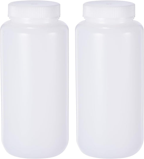 PATIKIL 2 Pcs 1000ml Reagent Bottles, PE Wide Mouth Round Graduated Bottles with Screw Cap