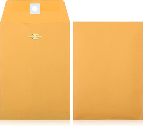 Zonon 100 Pieces Clasp Envelopes, Kraft Paper Catalog Clasp Envelope for Filing, Storing, Mailing Documents