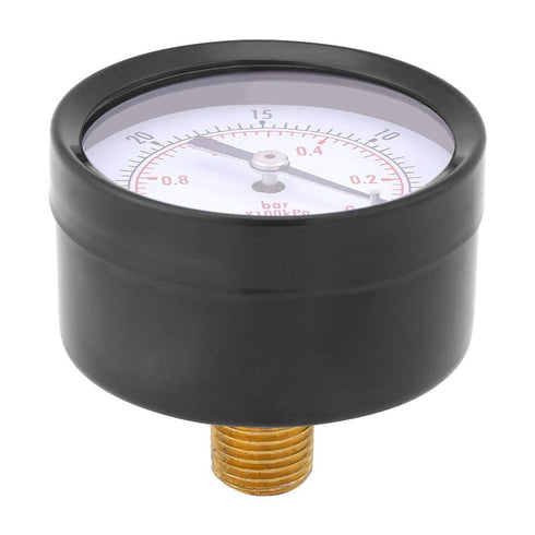 Mini Vacuum Pressure Gauge, 1/4" BSPT Thread, Dual Scale Vacuum Gauge for Water, Oil, Air, 0~-30inHg/0~-1bar Range