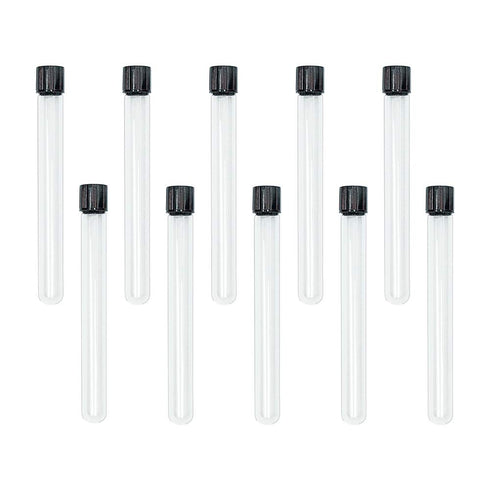 10pcs 16x150mm Glass Test Tubes, 15ml Boro Clear Propagation Tube with Black Screw Cap for Scientific Use
