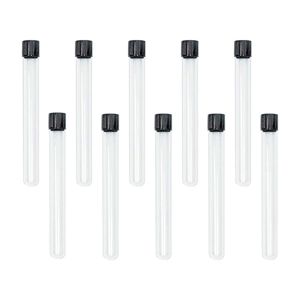 10pcs 16x150mm Glass Test Tubes, 15ml Boro Clear Propagation Tube with Black Screw Cap for Scientific Use