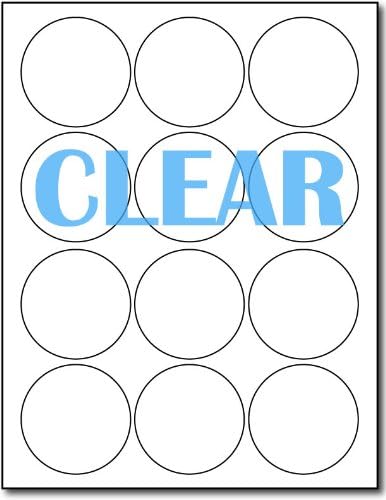Crystal Clear Labels for Laser Printers - 2.5" Round, 12 per Sheet, 10 Sheets / 120 Circular Labels