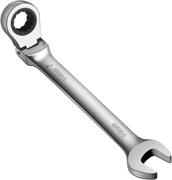 Ratchet Wrench, CR-V Forged 10mm Flex Head Ratcheting Tool, Industrial Dual-use Design