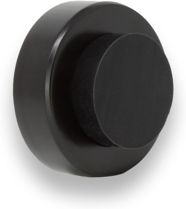 EVI Wall/Handle Adhesive Doorstop, 0.9'' X 0.55'' Black Rubber with V2A Stainless Steel, Includes Screw + Clamping