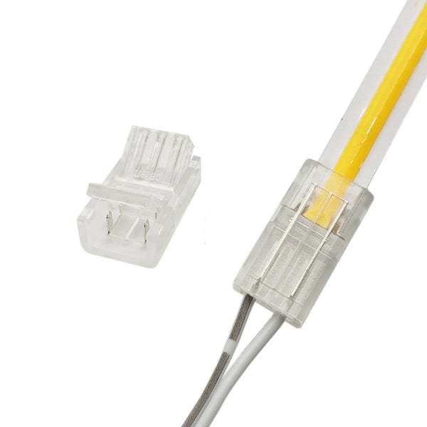 2-Pin 8mm COB LED Strip to Wire Connector, Unwired Clips Solderless Adapter for High Density LED Strip Lights