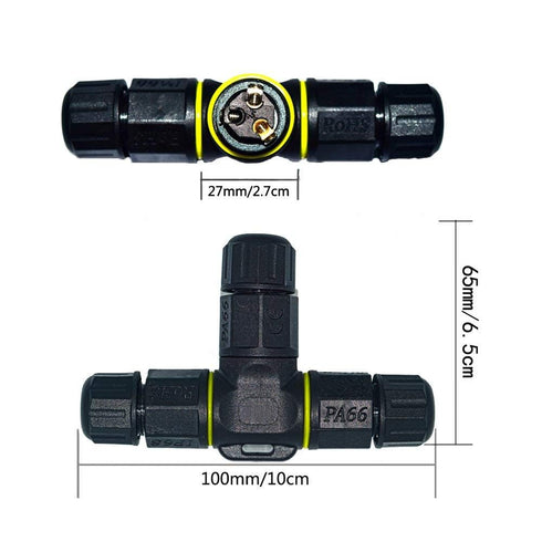 3 Way 3Pin Junction Box IP68 Waterproof, Ideal for 4.5mm-10mm Outdoor Cable, Used for Landscape Lights, Car Decoration
