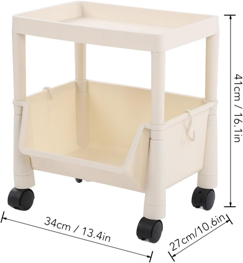 Compact Rolling Cart, Movable Storage Organizer, Mobile Utility Cart Kitchen Under Desk Cart with Caster Wheels, Multi