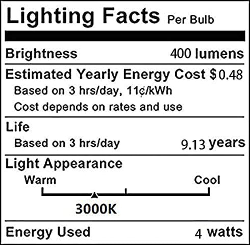 G45 Bulb E12 4W 600 Dimmable Bulb G16.5 3000K 6 Pack LED Globe Filament Lumens Vintage Edison Clear Glass Warm White