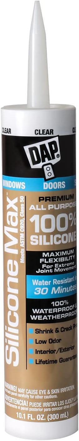 DAP Silicone Max All Purpose Sealant, Clear, 10.1 Oz